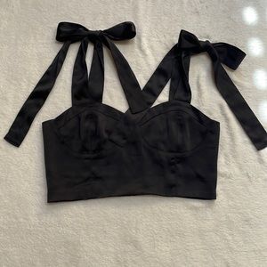 Tied-Shoulder Jet Back Satan Bustier Tank  Size P-S